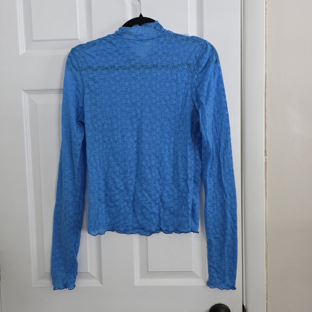 Free People From The Start Blue Lace Top - Picture 4 of 6
